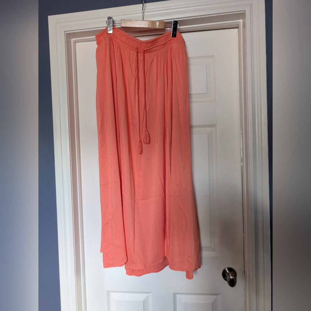Torrid Coral Maxi Skirt with Tie Front